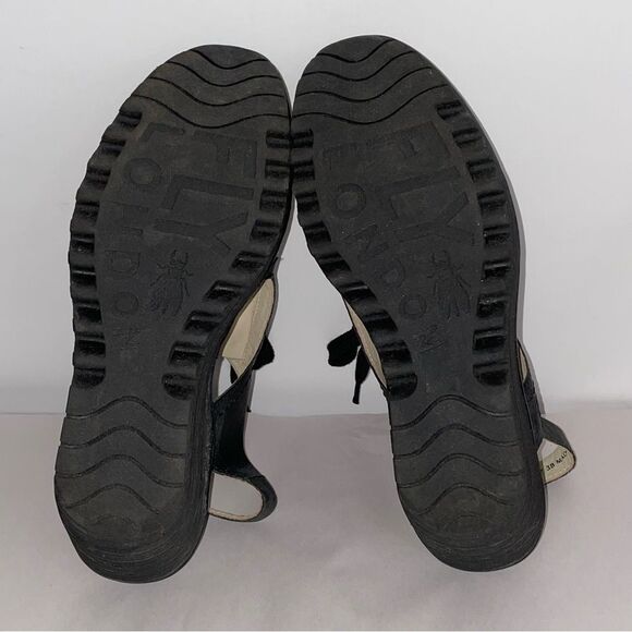 Fly London Ylfa Lace Up Wedge Black Platform Sandals Size 38 - Picture 12 of 13